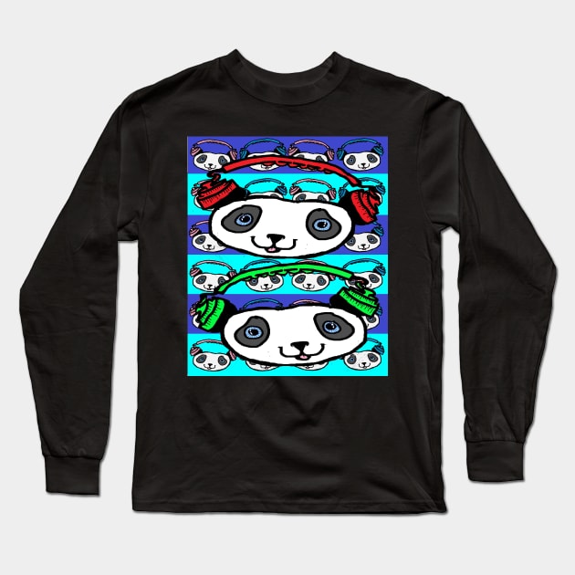 Panda,D.J.Vinyl,Graffiti Panda by LowEndGraphics Long Sleeve T-Shirt by LowEndGraphics